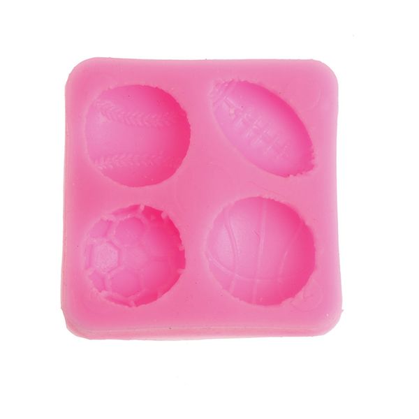 Molde de bola de silicone de basquete de futebol de rugby ferramenta de decoração do bolo de tênis