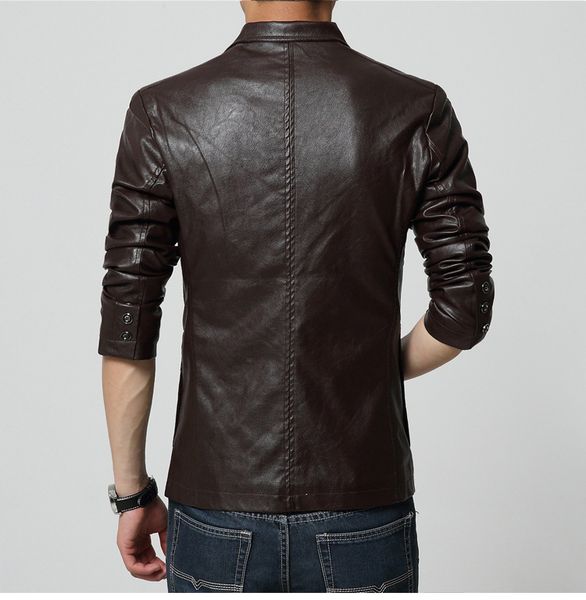 

spring casual mens leather jacket pu black/red jaqueta de couro masculino autumn plus 7xl jaqueta couro homem cj194