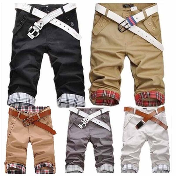 

new mens shorts chino cargo cotton casual summer work combat trousers, White;black