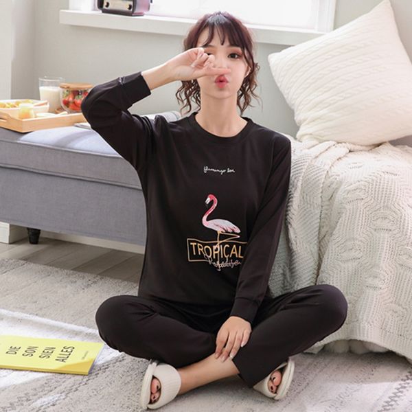 

90s girl cute cartoon cotton pajama sets for women spring autumn long sleeve pyjama sleepwear homewear pijama mujer home clothes, Blue;gray