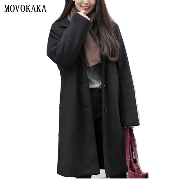 

fashion winter overcoat casual coat women elegant female coat women's blend woman long women's jacket winter coats overcoat, Black