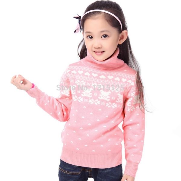 

new 2019 children's sweater spring autumn girls cardigan kids turtle neck sweaters girl's fashionable style outerwear pullovers, White