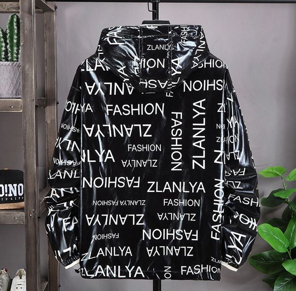 

2020 brand men's jacket hip-hop shiny jacket designer men's autumn spring jackets fashion streetwear slim hooded jacket 3 colors p, Black;brown