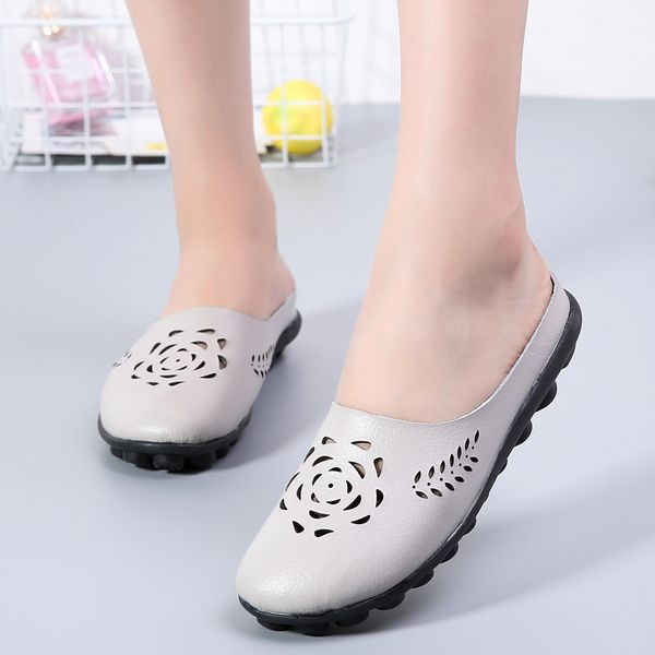 

summer shoes woman genuine leather women flats hollow cut-outs women's loafers female spring shoes mocassins size 35-44, Black