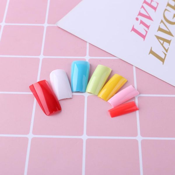 

500pcs plastic false nails women diy pure color half cover french nail tips artificial uv gel manicure art salon accessories, Red;gold