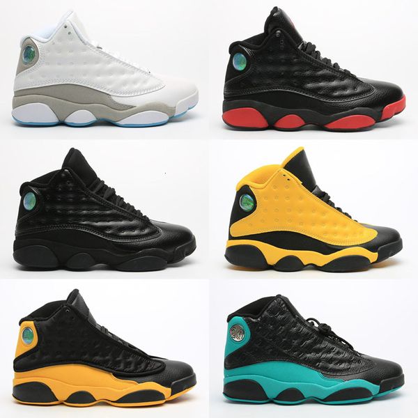 

jumpman 13 13s man basketball shoes island green court purple concord space jam cap and gown metallic silver mens sports sneaker, Black