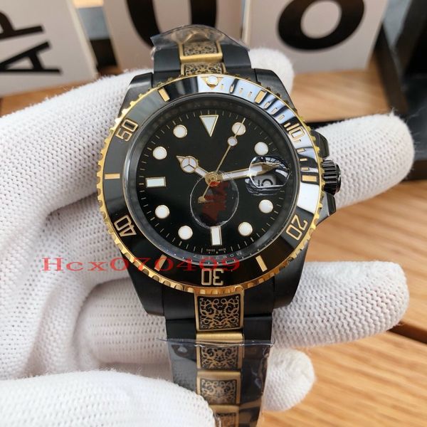 

classic 40mm mens ceramic bezel diving men's carved mechanical watch men automatic movement mens watch watches, Slivery;brown