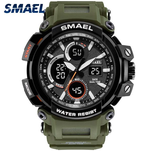 

smael 1708 outdoor waterproof sports watch digital led quartz wristwatches multifunctional men electronic watch, Slivery;brown