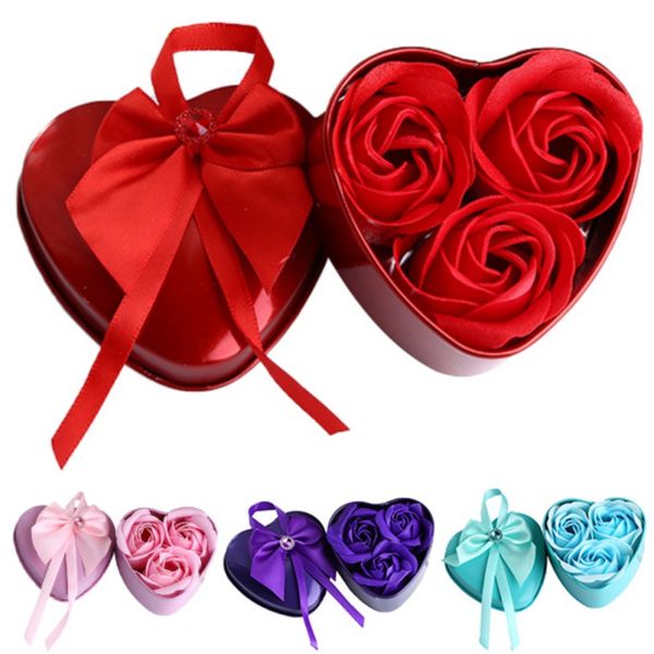 

gifts flower box soap rose four colors wedding heart shape valentine's day creative gifts artificial flower bouquet