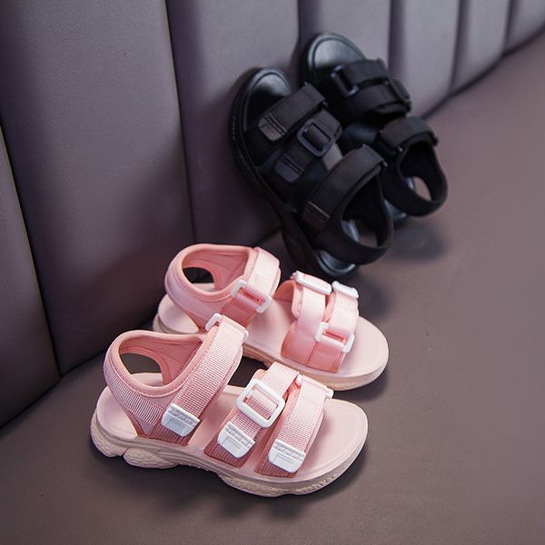 

girls summer sandals 2020 fashion big kids princess shoe children soft-sole little beach girl sport sandals boys black, Black;red
