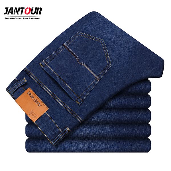 

2019 spring autumn jeans men cotton denim trousers soft mens pants men's fashion large sale 28-40, Blue
