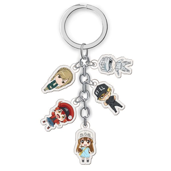 

anime cells at work keychain cartoon anime figure leukocyte working cell key ring, Silver