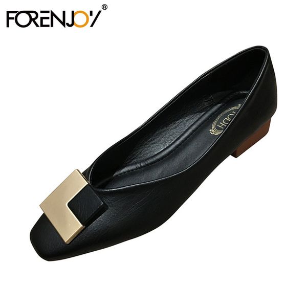 

forenjoy flat shoes single shoes women work 2020 new square head soft bottom comfortable, Black