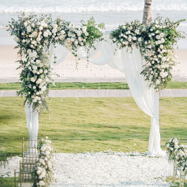 

upscale wedding decoration centerpieces triangular flower row arch background decor party diy rose hydrangea flower arrangement