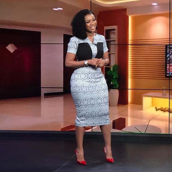 

african clothes printed pencil dress women 2019 summer office lady fashion black patchwork bodycon bandage dress, Red