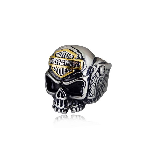 

mens big size stainless steel biker punk cool harley skeleton ring hip hop jewelry skull ring for men, Silver