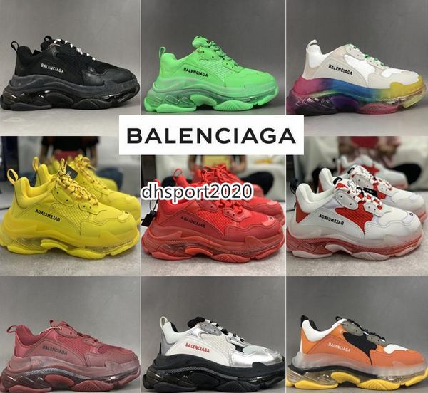 

new balenciaga triple s 3.0 casual shoes men women split desert grey wine rainbow luxury paris old dad air-cushioned sneaker, White;red