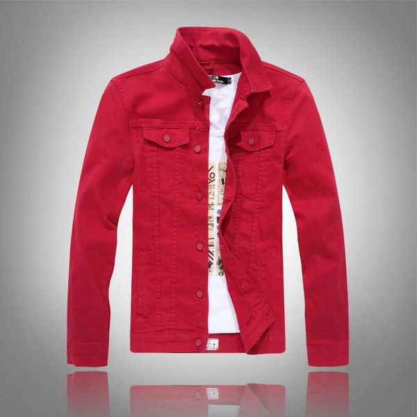 

new korean style men's pure color denim jacket male long sleeve with side pockets single breasted turn down collar jeans coat, Black;brown