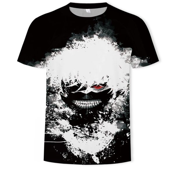 

mens designer tokyo ghouls 3d digital printing round collar short sleeve t-shirt, White;black