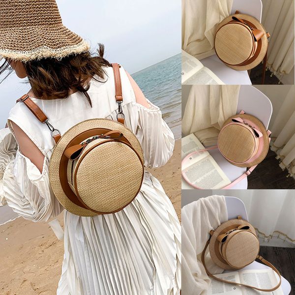 

мода дамы hat плетеный лук crossbody сумки для женщин-бич сумка сумка тас wanita # 35