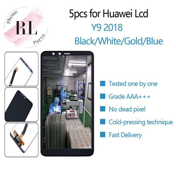 

5pcs lcd display + touchscreen touch screen digitizer for huawei y9 2018 fla-l22 fla-lx2 fla-al00 fla-la10 fla-lx1