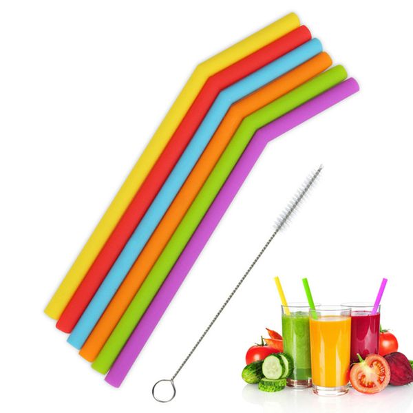 

1pcs многоразовые силиконовые трубочки длинные гибкие соломинки 20 oz массажер бар партии по охране окружающей среды соломка