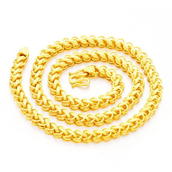 

dubai 24k gold color necklace curb chains link choker necklace for men women jewelry male female accessories fashion, Golden;silver
