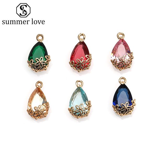 

new arrival multi-color crystal copper pendents diy jewelry accessories for women teardrop charm necklaces diy jewelry wholesale-z, Bronze;silver