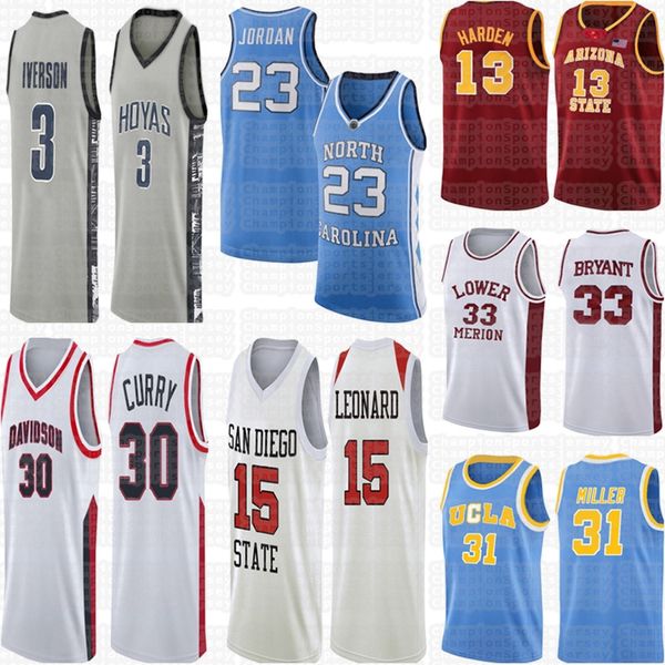 

ncaa reggie 31 miller 33 bryant jersey lebron 23 james high school 23 michael steve allen 3 iverson stephen 30 curry university, Black