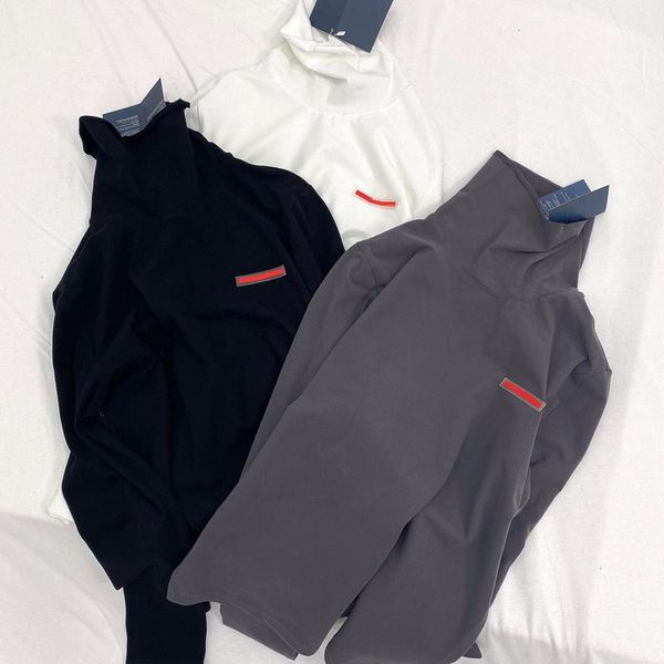 

20ss winter high collar shirt solid color soft long sleeve sweatshirt men women warm pullover fashion inside sweater t-shirt hfymwy342, Black