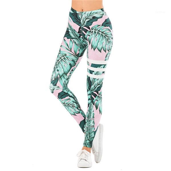 

leaf printing fitness leggins fashion slim legins high waist leggings woman pants women legging, Black;white