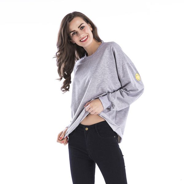 

womens designer autumn round neck personalized printed sweater long loose large size shirt womena zllg, Black;brown
