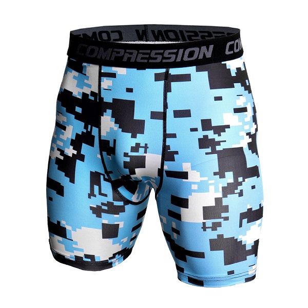 

men's exercise gym shorts pro quick-dry sportswear running bodybuilding skin sport training fitness compression shorts with cl, Black;blue