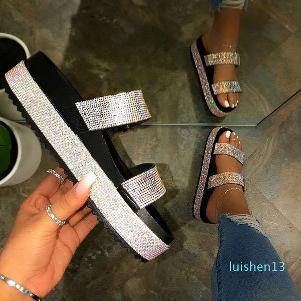 

women shoes glitter luxury golden platform woman party sandals ladies wedges comfortable big size 42/43 l13, Black