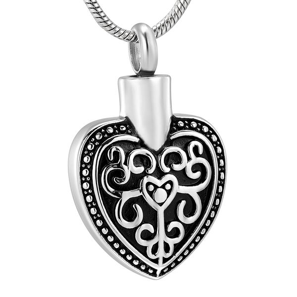 

classic pattern heart shape cremation pendant for ashes urn pet loss keepsake memorial pendant necklace dog charms, Silver