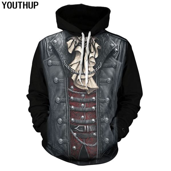 

youthup мужской 3d толстовки cosplay прохладный толстовки 3d full печати hip hop черепа пиджаков мужчины пуловеры топы streetwear new, Black