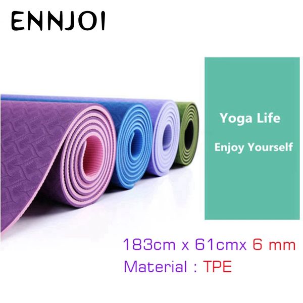 

183*61cm 6mm thick double color non-slip tpe yoga mat quality exercise sport mat for fitness gym home tasteless pad