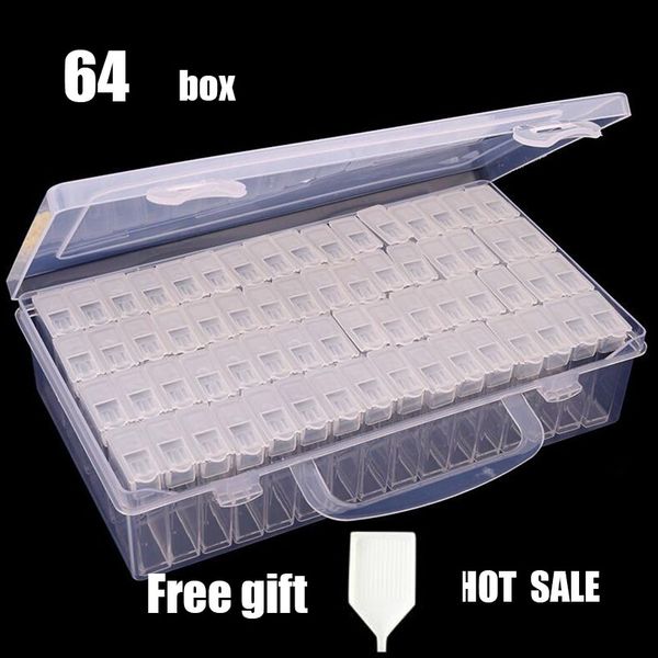

64 lattices adjustable plastic storage box diamont storage box for jewelry diamond embroidery craft bead hand bag