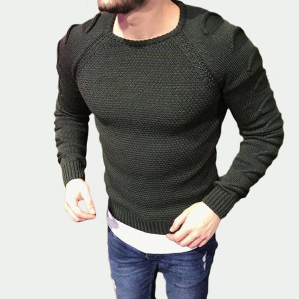 

зима осень свитер мужчины пуловер slim fit solid color вязаная отверстие с длинным рукавом свитера jumper мужской упругие основная tops 8j05, White;black