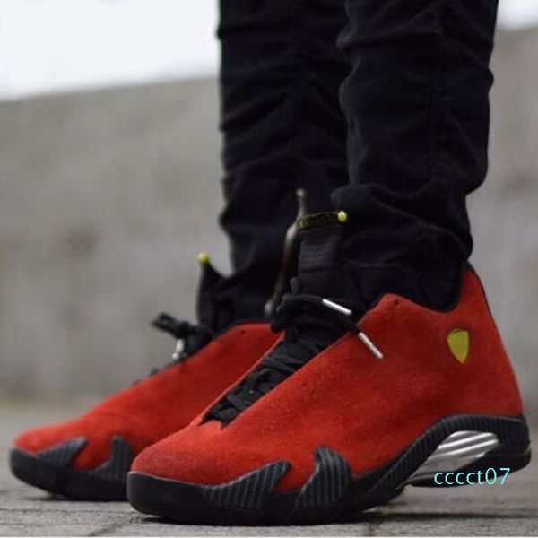 

14 14s candy cane black toe fusion varsity red suede men basketball shoes last sthunder black yellow dmp sneakers size40-47 ct07
