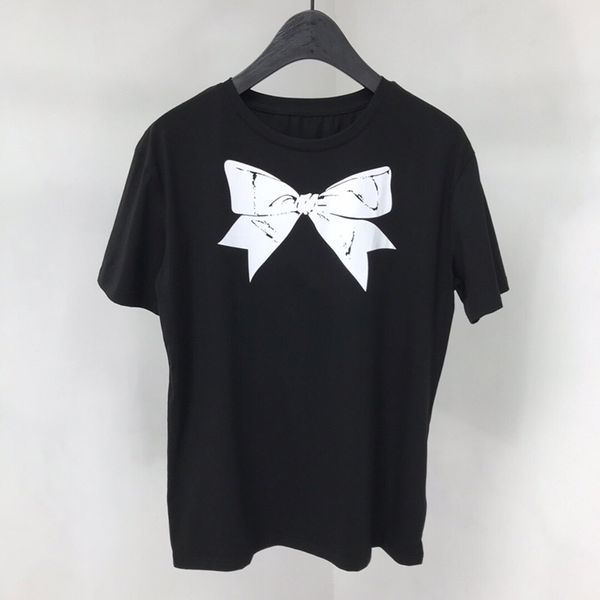 

2019 Europe Paris coco bowknot Women Street Cotton Tee lady Casual pure cotton Short Sleeve T Shirt