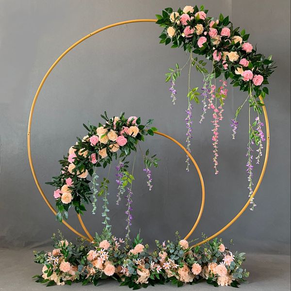 

Metal Props Circle Frame Backdrop Decor Wedding Arch Wrought Iron Shelf DIY Party Decoration Round Flower Stand ation, Orange