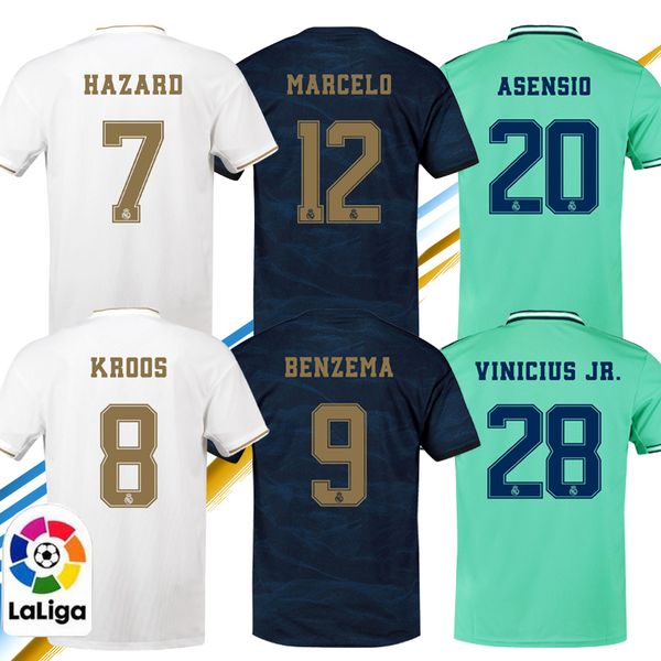 

2019/20 real madrid soccer jersey woman hazard camiseta home white away modric benzema sergio ramos jovic 19 20 football jerseys, Black;yellow