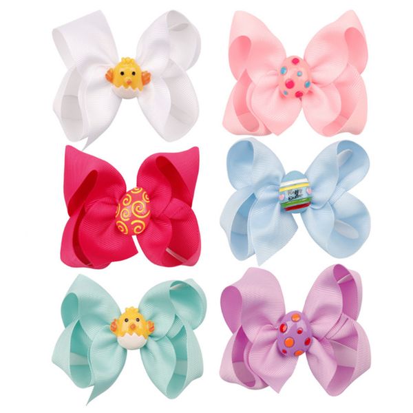 

10pcs/lot grosgrain ribbon large bows bow hairpin with cartoon animal girls kids hair clip hair accessories easter gift, Slivery;white