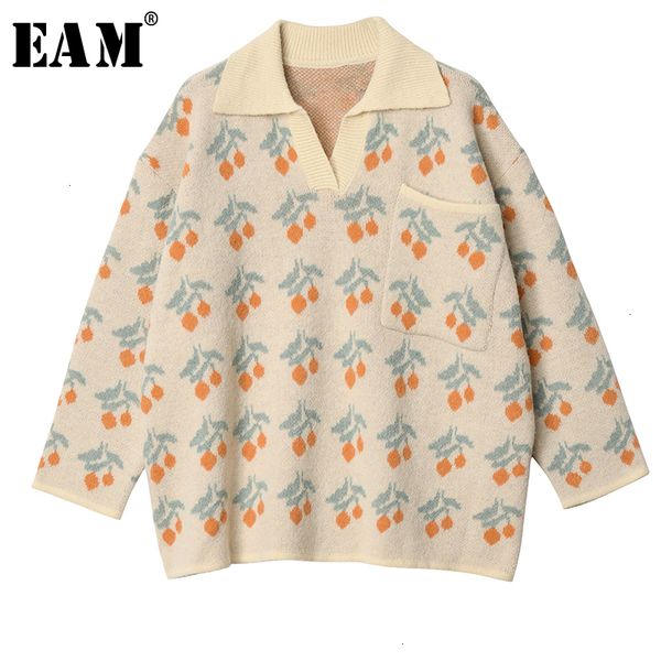 

eam] pattern big size knitting sweater pullover loose fit laepl long sleeve women sweater new fashion autumn winter 2019 1h488