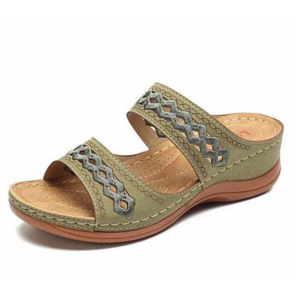 

new wedge heel women's slippers summer women shoes stitching low beach shoes peep toe sandals slides women sh55, Black