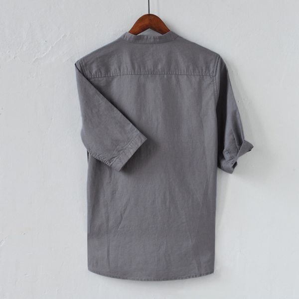 

womail 2019 new arrivals shirt fashion summer men breathable solid color button cotton shirt five-point sleeve, White;black