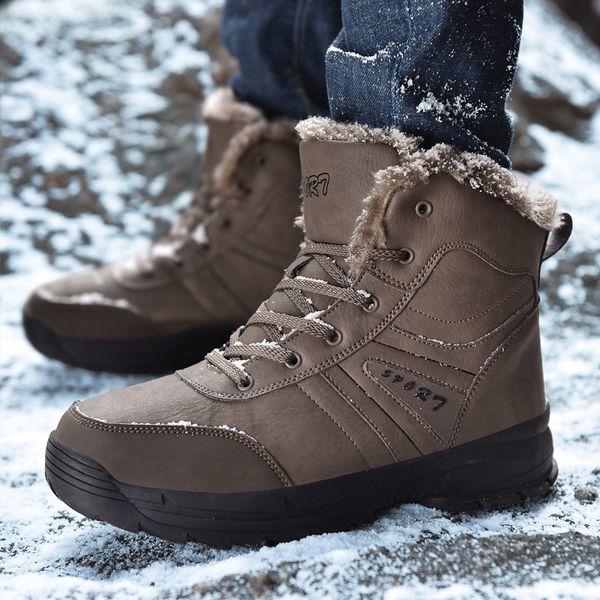 

winter boots for men vintage genuine leather sneakers big size 48 plush warm retro frosty boots high-winter shoes optional 4, Black