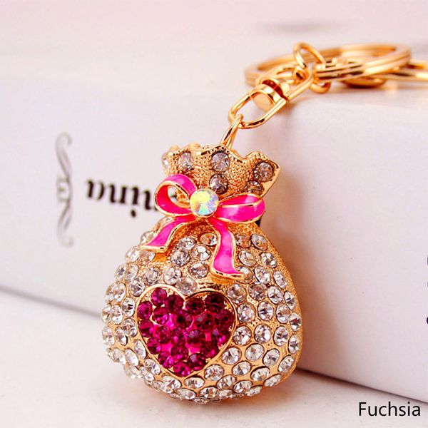 

coin hanging bag keychain lucky bag fukubukuro crystal keychain creative car gift, Silver