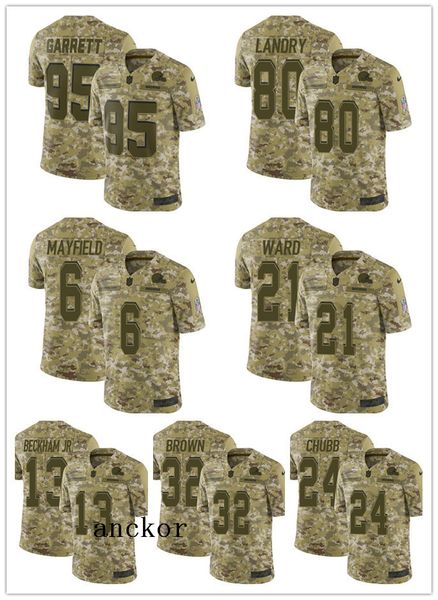 

Cleveland men women youth 13 odell beckham jr 6 baker mayfield limited jer ey football brown camo 2018 alute to ervice